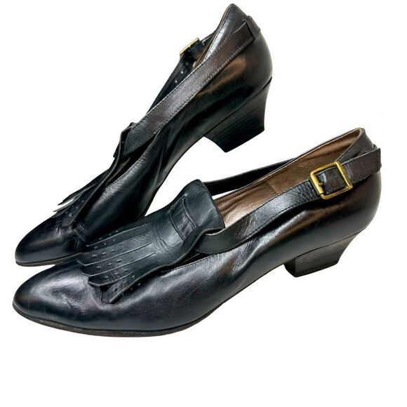 NICKELS Vintage Black Heels Size 7.5 - Picture 1 of 16